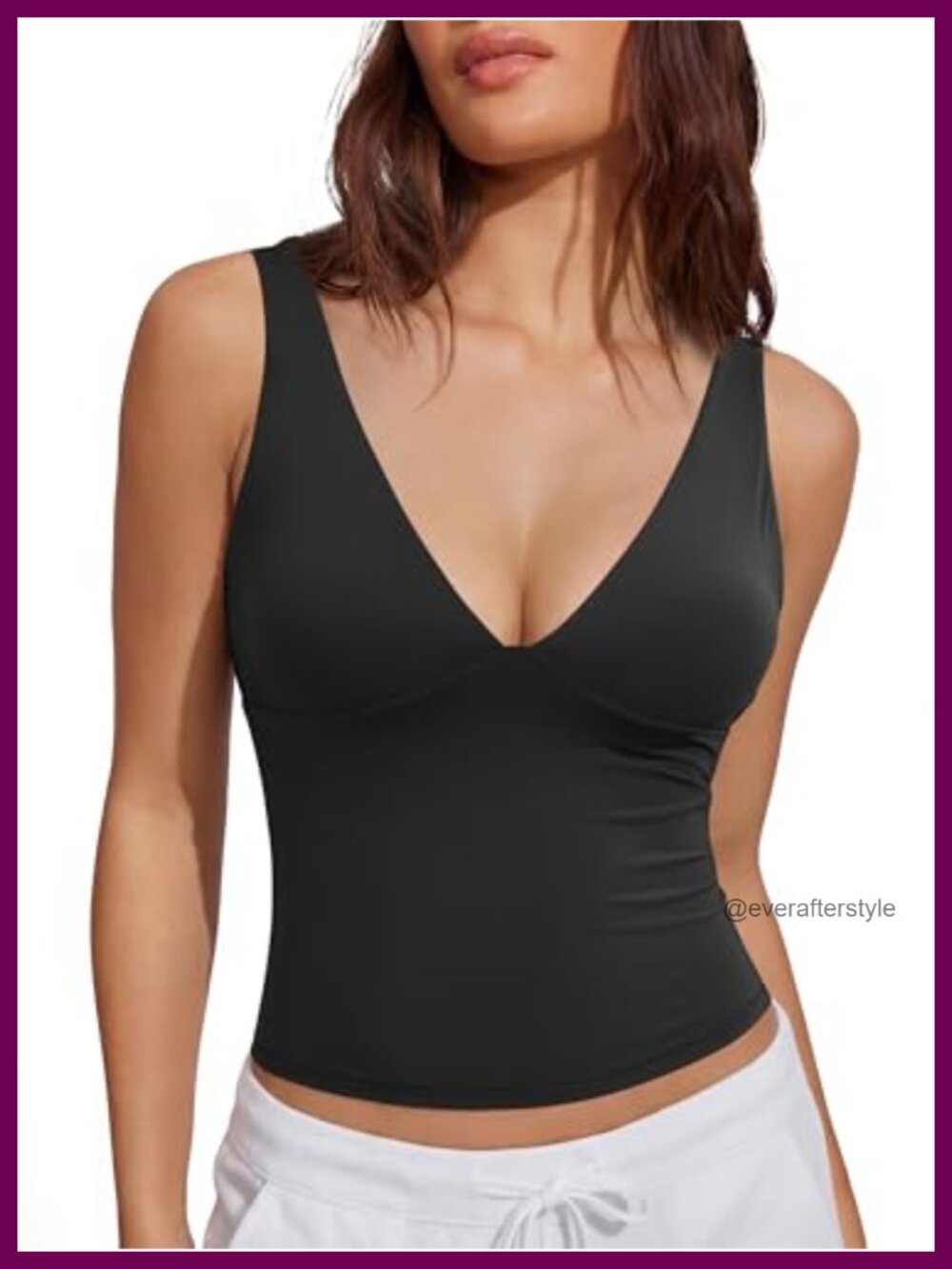 Sexy Deep V Neck Sleeveless Double Lined Slim Fit Crop Tank Top